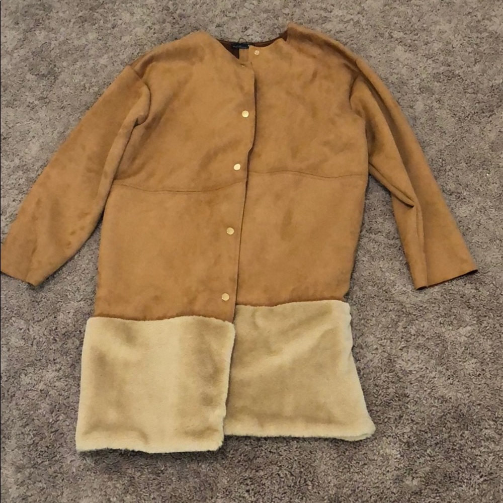 Zara Suede & Faux Fur Coat